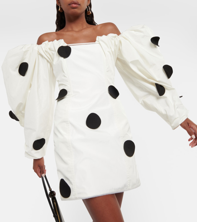 Shop Jacquemus La Robe Taffetas Polka-dot Minidress In White