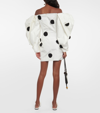 Shop Jacquemus La Robe Taffetas Polka-dot Minidress In White