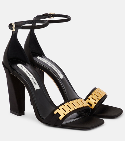 Shop Victoria Beckham Mila Chain Suede Sandals In Black