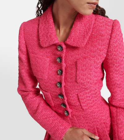 Shop Self-portrait Cropped Bouclé Jacket In Pink