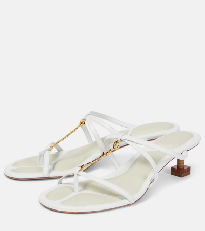 Shop Jacquemus Les Sandales Basses Pralu Leather Sandals In White