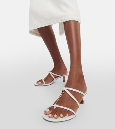 Shop Jacquemus Les Sandales Basses Pralu Leather Sandals In White