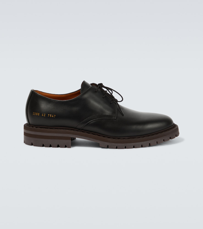 Shop Common Projects Officers Leather Derby Shoes In Black