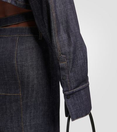 The Mannei Gudari Cropped Denim Blazer In Blue