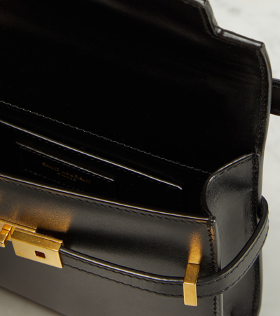 Shop Saint Laurent Manhattan Mini Leather Shoulder Bag In Black