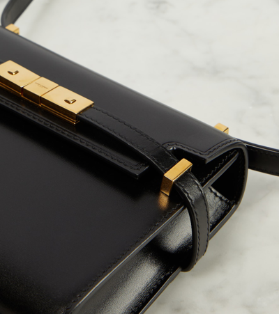 Shop Saint Laurent Manhattan Mini Leather Shoulder Bag In Black