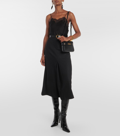Saint Laurent Manhattan Mini Leather Shoulder Bag In Black