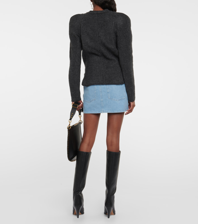 Isabel Marant Étoile Shoulder-pads Wool-blend Cardigan In Grey