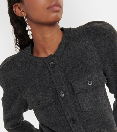 Isabel Marant Étoile Shoulder-pads Wool-blend Cardigan In Grey