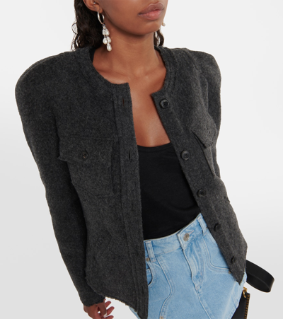 Isabel Marant Étoile Shoulder-pads Wool-blend Cardigan In Grey