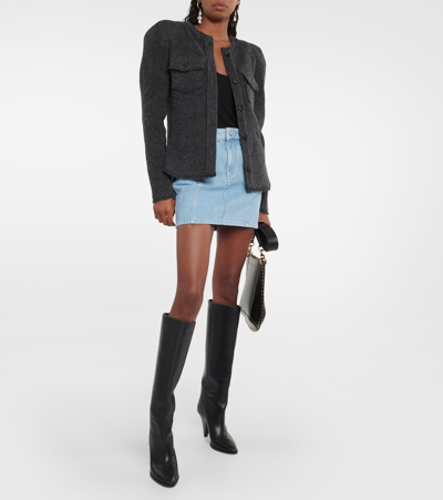 Isabel Marant Étoile Shoulder-pads Wool-blend Cardigan In Grey