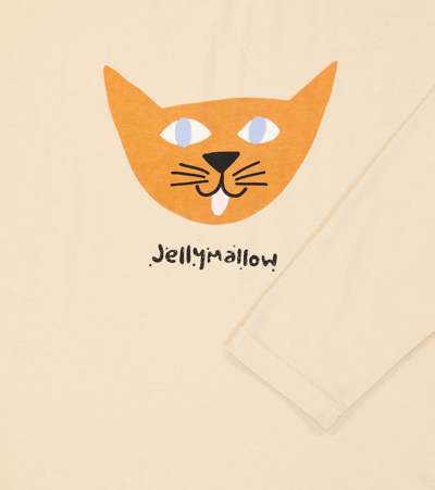 Jellymallow Printed Cotton Jersey Top In Grey