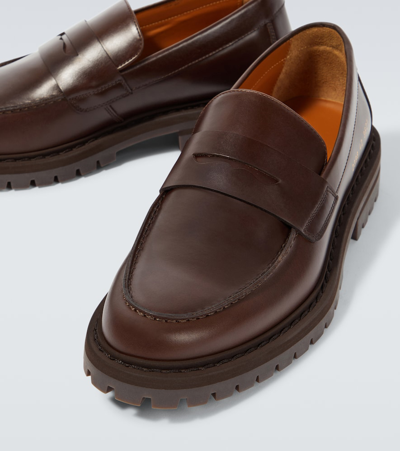 Shop Common Projects Leather Penny Loafers In Brown