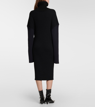 The Row Deela Cotton-blend Turtleneck Dress In Black