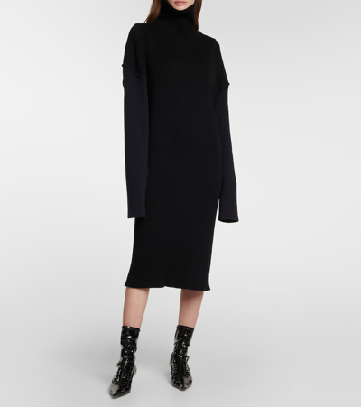 The Row Deela Cotton-blend Turtleneck Dress In Black