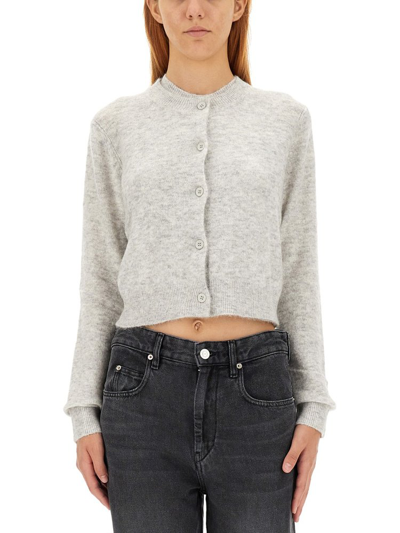 Shop Isabel Marant Étoile Buttoned Straight Hem Knitted Cardigan In Grey