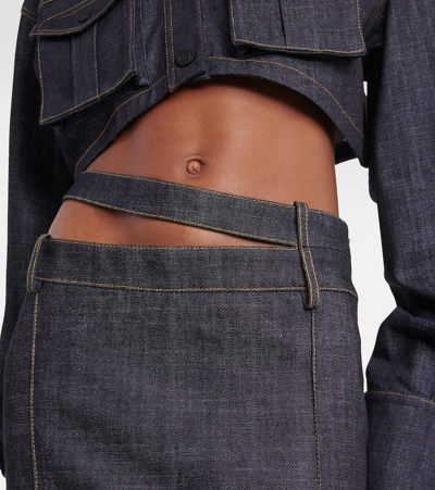 The Mannei Ararat Denim Maxi Skirt In Blue