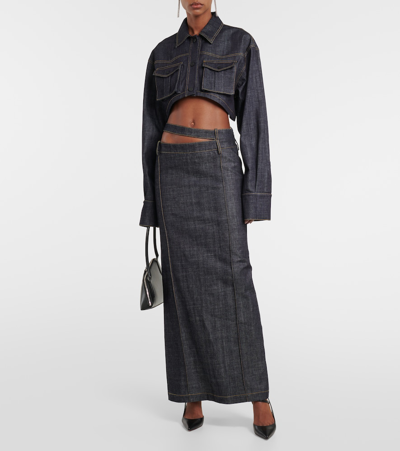 The Mannei Ararat Denim Maxi Skirt In Blue