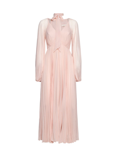 Shop Zimmermann Sunray Pleated Midi Dress In Pink