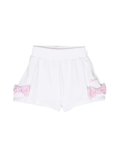Shop Monnalisa Bow-detail Cotton Shorts In White