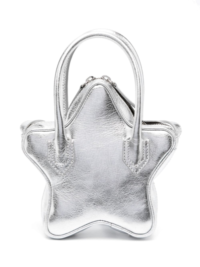 Shop Versace Medusa Head-motif Leather Crossbody Bag In Silver