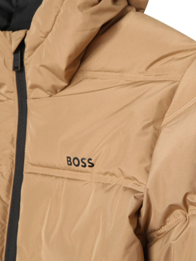 Shop Bosswear Recycled Polyester Padded Hooded Jacket In Neutrals