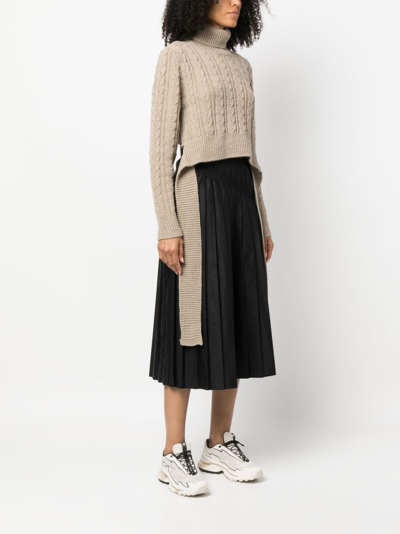 Shop Mm6 Maison Margiela Cable-knit High-neck Jumper In Neutrals