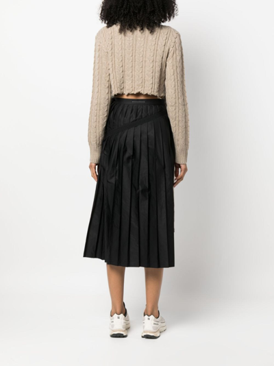 Shop Mm6 Maison Margiela Cable-knit High-neck Jumper In Neutrals