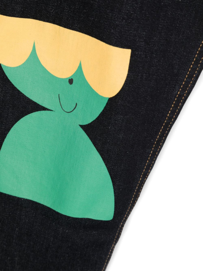 Bobo Choses Blue Jeans For Kids With Geometric Printing And Logo In Blue