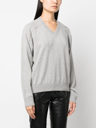 Shop Armarium V-neck Recycled Cashmere Jumper In Grey