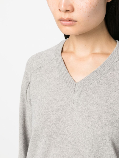 Shop Armarium V-neck Recycled Cashmere Jumper In Grey