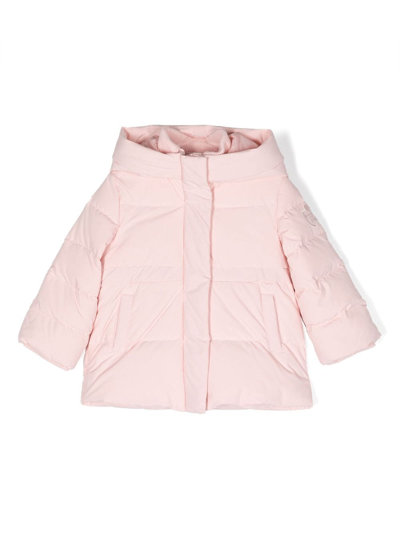 Shop Monnalisa Hooded Padded-down Coat In Pink