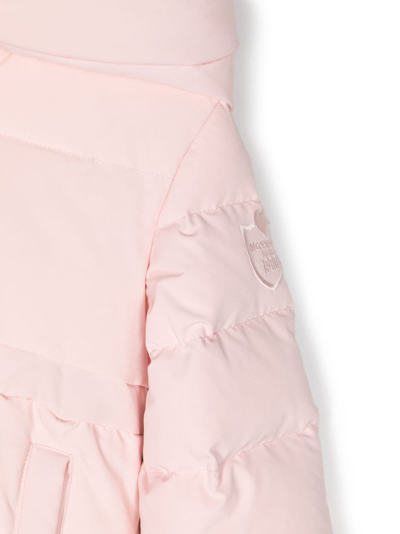 Shop Monnalisa Hooded Padded-down Coat In Pink