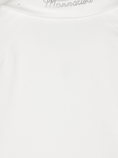 Shop Monnalisa Rhinestone-embellished Long-sleeve Blouse In White