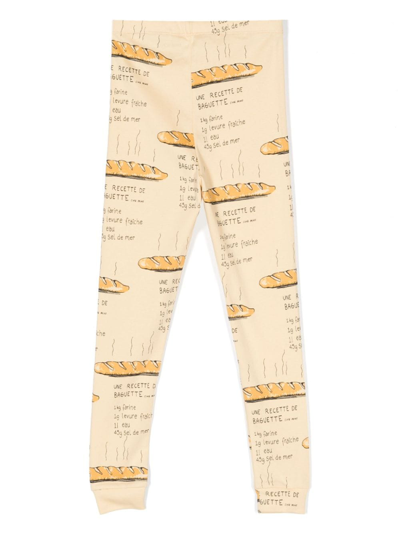 Mini Rodini Baguette-print Organic Cotton Leggings In Yellow