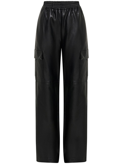 Shop Nicholas Edwina Faux-leather Cargo Pants In Black