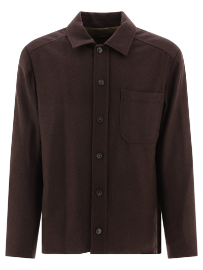 Shop Apc A.p.c. Jasper Long Sleeved Butoned Jacket In Brown