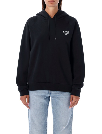 Shop Apc A.p.c. Serena Logo Embroidered Drawstring Hoodie In Black
