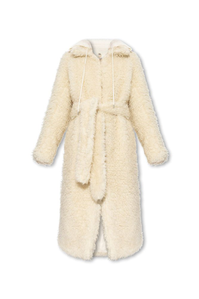 Shop Alyx 1017  9sm Drawstring Hooded Fur Coat In Beige