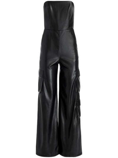 Shop Alice And Olivia Lavera Strapless Wide-leg Jumpsuit In Black