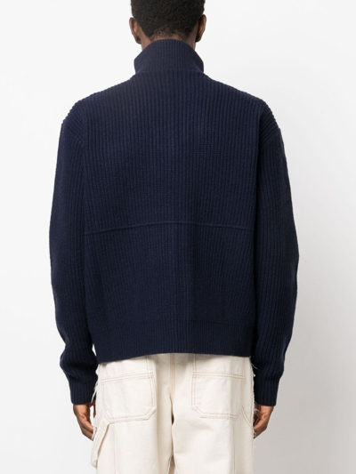 Shop Axel Arigato Taro Ribbed-knit Wool Sweater In Blue