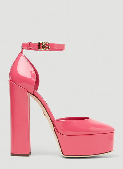 Shop Dolce & Gabbana Polished Mary Jane Platforms In Pink