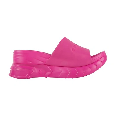 Shop Givenchy Marshmallow Wedge Sandals In Rubber In Rose_fluo