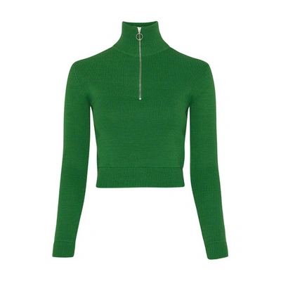 Shop Acne Studios Half-zippered Knitted Sweater In Green