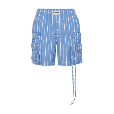 Shop Jacquemus The Trivela Shorts In Blue_stripes