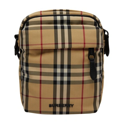 Shop Burberry Checked Crossbody Bag In Archive_beige