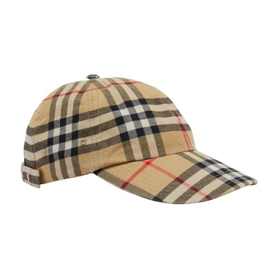 Shop Burberry Checked Cap In Archive_beige