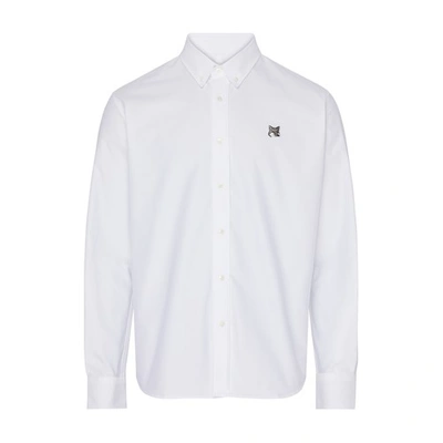 Shop Maison Kitsuné Frox Head Patch Button Down Shirt In White