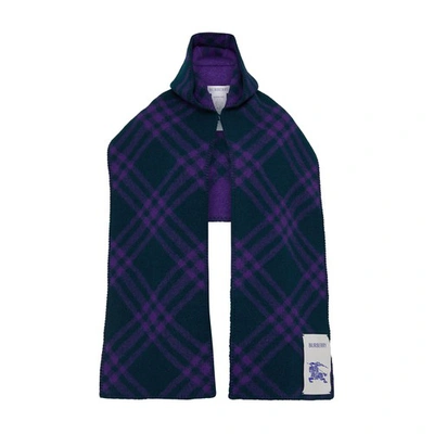 Shop Burberry Checked Scarf With Hood In Vine