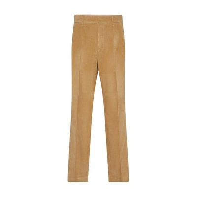 Shop Palm Angels Corduroy Suit Tape Pants In Beige_off_white